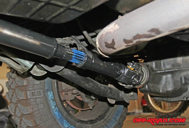 Once the yokes are properly installed on the differential and transfer case sides, check the drive shaft for proper fit, bearing in mind that it will extend and contract.