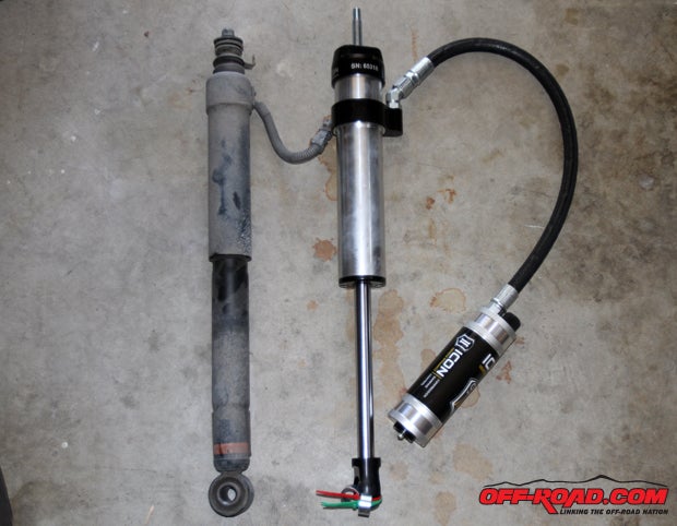 The Icon 2.5-inch rear shock in the Stage 7 kit comes with a remote reservoir that houses additional oil volume to keep the shocks cool during intense off-road use. The Icon shocks also include the companys CDCV upgrade, which is controlled via a dial on the reservoir that allows for the fine-tuning of the compression damping. 