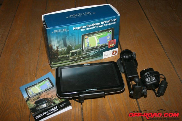 Magellan packs the entire RoadMate Pro 9165T package into two cartons. The GPS unit, mount, and power cord come in one.
