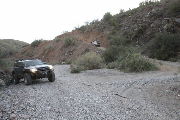 A 180-degree left-hander took us out of the Box Canyon wash and headed toward Highway 79 via Cottonwood Canyon.