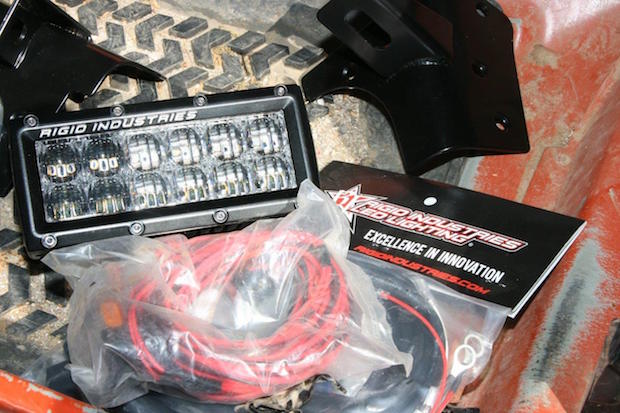 Each LED light kitexcept for the overhead light barfrom Rigid Industries comes with a mounting bracket, a complete wiring loom, a switch, and a relay (if needed).