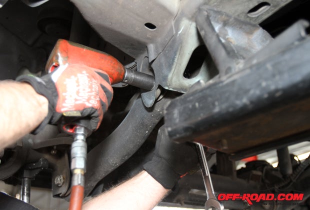 Remove the stock lower control arms.