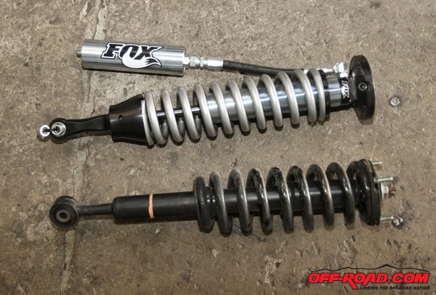 We opted for the Fox 2.5 Factory Series Coilover to replace our stock coilovers, which can provide up to three inches of lift to level out the front end of your truck. 