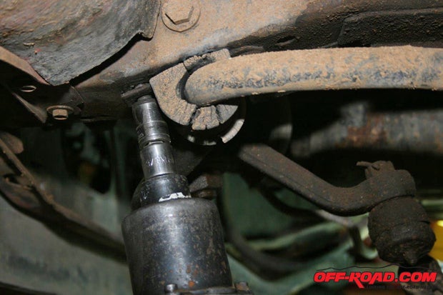 We then disconnected the front sway bar.