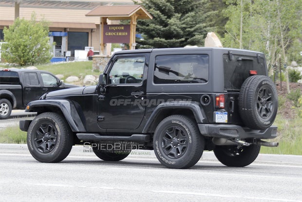 The new six-speed manual was spotted testing in this next-gen two-door Wrangler.