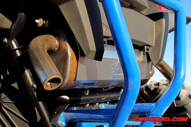 The exhaust on the 2013 Jagged X RZR is something we really like in appearance and sound. 