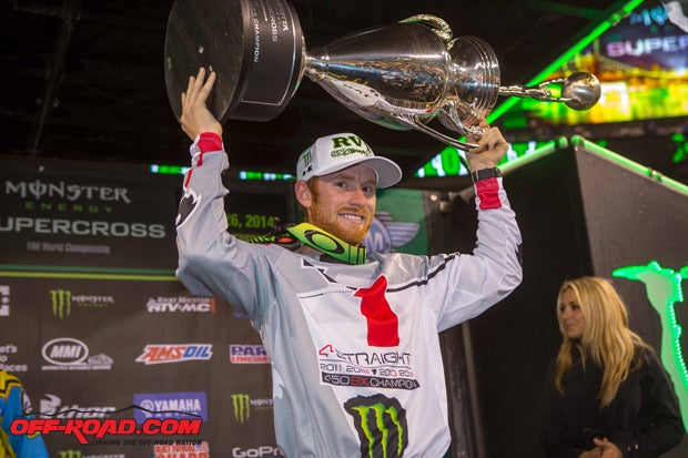 Ryan Villopoto secured his fourth AMA Supercross Championship Saturday night in New Jersey. 