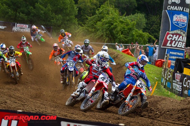 Trey Canard (41) and Ryan Dungey (5) battled throughout the two motos at RedBud.